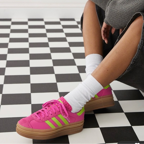 adidas Shoes - Adidas Gazelle Bold Neon Pink and Lime Sneakers